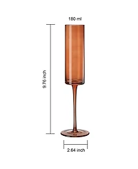 The Wine Savant Venus Amber Ribbed Champagne Flute Glasses, Set of 6