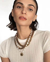 St. Moran Tarnish-Resistant Gold Natural Freshwater Imitation Pearl Adjustable Aragon Necklace