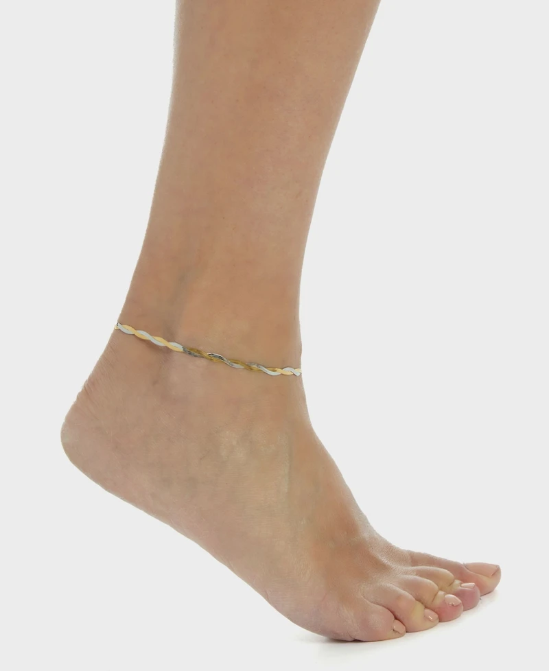 St. Moran Tarnish-Resistant Mixed Metal Braided Heringbone Chain Amina Anklet