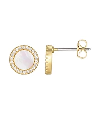 St. Moran Gold Natural Imitation Pearl Halo Serra Stud Earrings