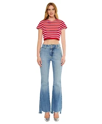 KanCan Women's Giselle High Rise Distressed Flare Jeans