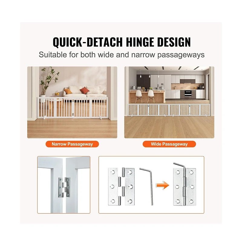 Ruie Freestanding 4 Panel Foldable Pet Gate 24 in Tall x 80 in Wide