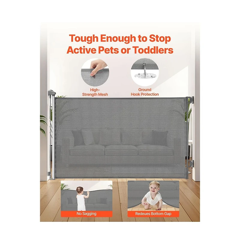 Ruie Tall Retractable Pet Gate 38 in Extends to 57 in Wide with Security Lock