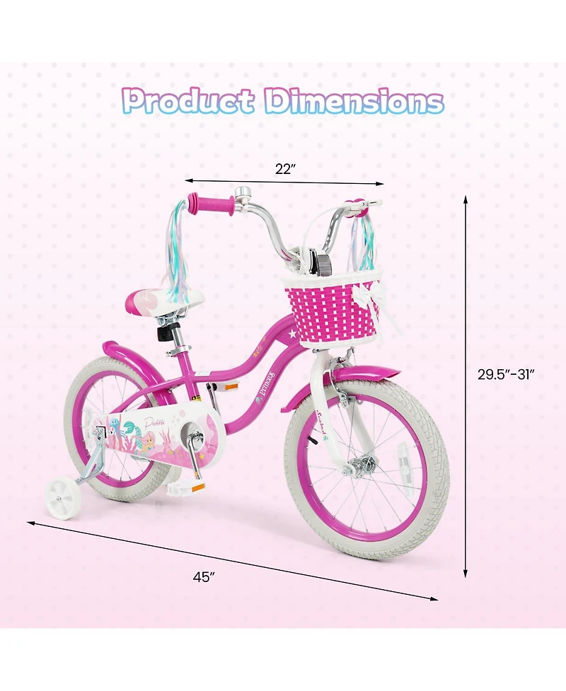 Gymax 16'' Kids Bike w/Training Wheels Hand Coaster Brakes Adjustable Seat Handlebar