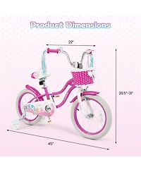 Gymax 16'' Kids Bike w/Training Wheels Hand Coaster Brakes Adjustable Seat Handlebar