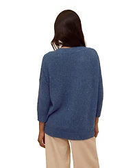 Celtic & Co. Women's Cotton Blend Flecked V-Neck Sweater