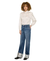 KanCan Women's Usa Juniors' Mid-Rise Wide-Leg Jeans
