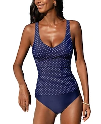 Cupshe Women's Wrapped Tankini Top & Tropical Mid-Rise Bottoms Set