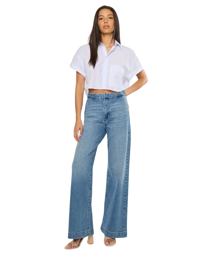 KanCan Women's Marnie Ultra High Rise Wide Leg Trouser Jeans