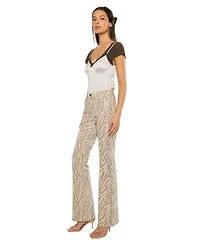 KanCan Women's Usa Juniors' High Rise Zebra Print Flare Jeans