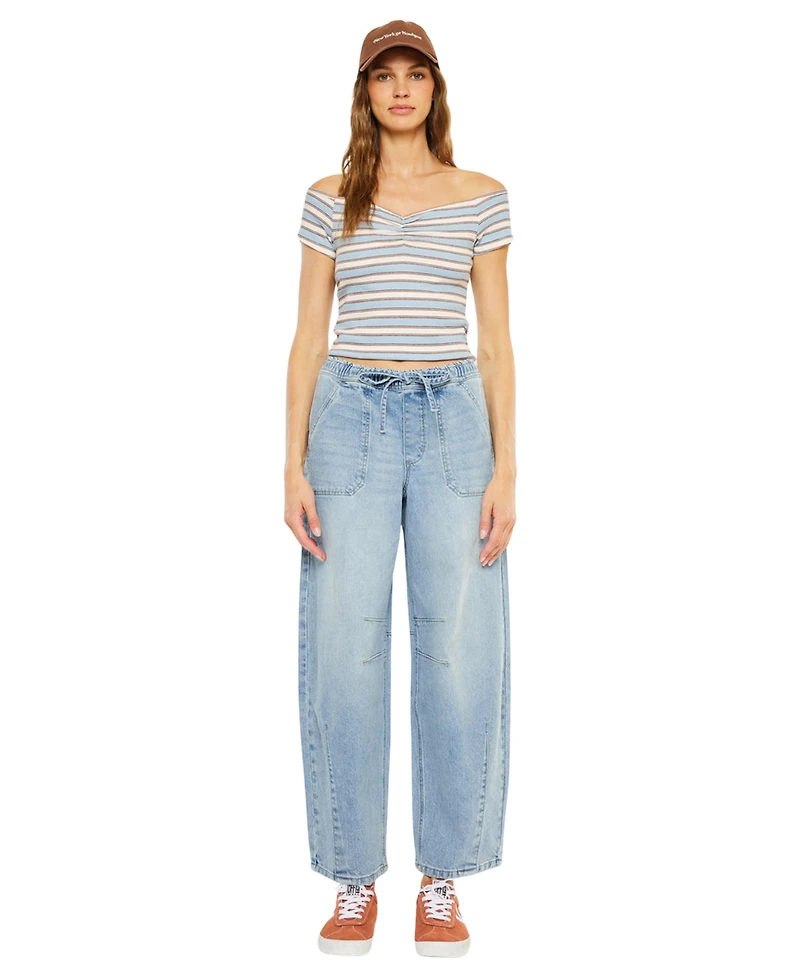 KanCan Women's Starlet Ultra High Rise Horseshoe Pull-On Pants