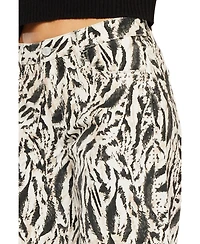 KanCan Women's Alonso Mid Rise Printed Crop Wide-Leg Jeans