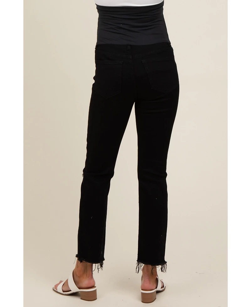 Pinkblush Maternity Black Cut Hem Open Knee Straight Leg Jeans