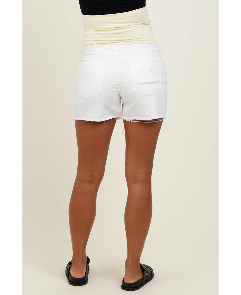 Pinkblush Raw Hem Maternity Denim Shorts