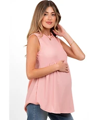 Pinkblush Maternity Blush Ruffle Mock Neck Sleeveless Blouse