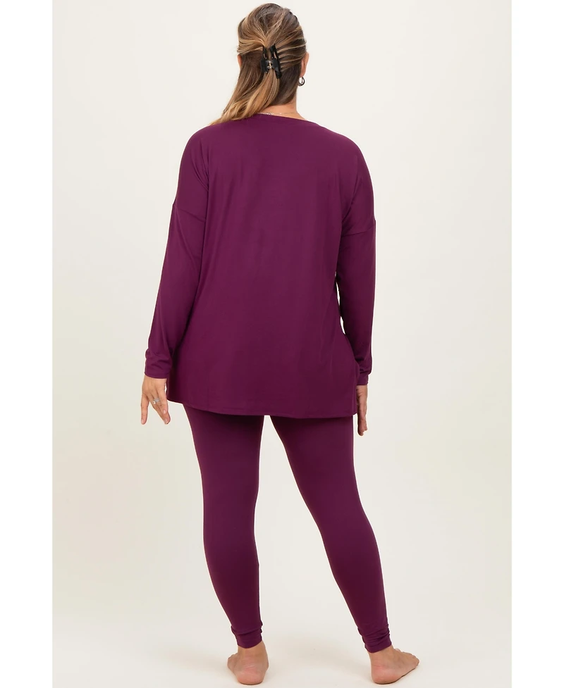 Pinkblush Women's Brushed Knit Oversized Top and Legging Maternity Plus Set