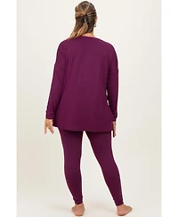 Pinkblush Women's Brushed Knit Oversized Top and Legging Maternity Plus Set