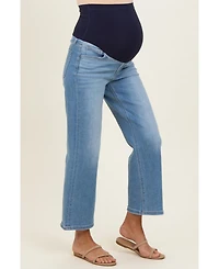 Pinkblush Maternity Blue Medium Wash Cropped Wide Leg Jeans
