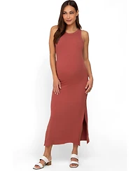 Pinkblush Maternity Taupe Ribbed Side Slit Tank Dress