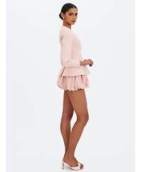 Miss Circle Women's Savannah Tulip Pink Peplum Blazer