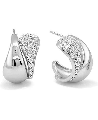 And Now This Crystal Double Teardrop C Hoop Earring