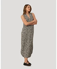 Cable & Gauge Women's Invert Pleat Printed Maxi Dress