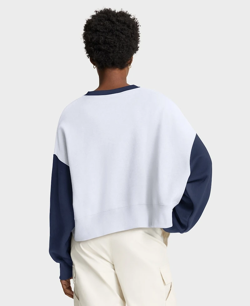Nike Women's White/Navy New York Yankees Oversized High Hip Fleece Sweatshirt