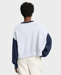 Nike Women's White/Navy New York Yankees Oversized High Hip Fleece Sweatshirt