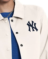 Starter Women's Cream New York Yankees Cooperstown First Down Full-Snap Coaches Jacket