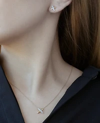Wrapped Diamond X Shape Necklace (1/10 ct. t.w.) in 10k Yellow Gold