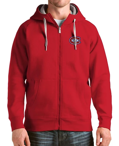Antigua Men's Red Montreal Canadians Logo Victory Full-Zip Hoodie