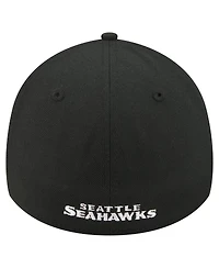 New Era Men's Black Seattle Seahawks Core Team 39THIRTY Flex Hat