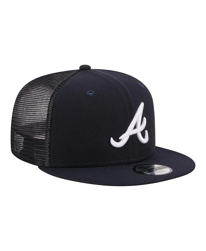 New Era Big Boys and Girls Navy Atlanta Braves 9FIFTY Trucker Snapback Hat