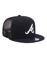 New Era Big Boys and Girls Navy Atlanta Braves 9FIFTY Trucker Snapback Hat