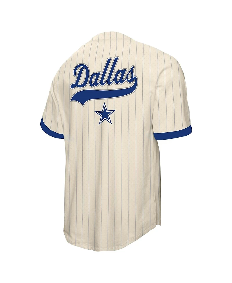 Mitchell & Ness Men's Cream Dallas Cowboys Big Tall Heavyweight Mesh Button-Up Fashion Jersey