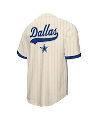 Mitchell & Ness Men's Cream Dallas Cowboys Big Tall Heavyweight Mesh Button-Up Fashion Jersey
