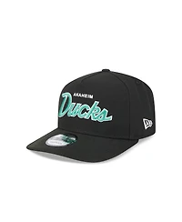 New Era Men's Black Anaheim Ducks Script A-Frame 9FIFTY Snapback Hat