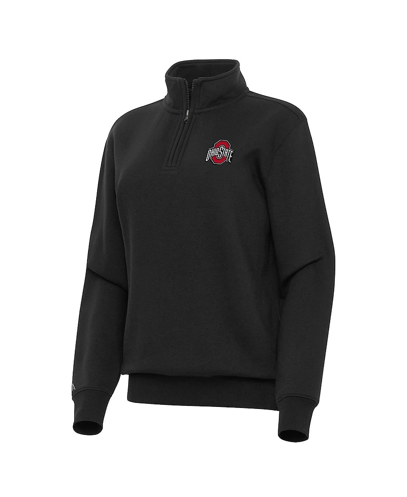 Antigua Women's Black Ohio State Buckeyes Victory Quarter-Zip Sweatshirt