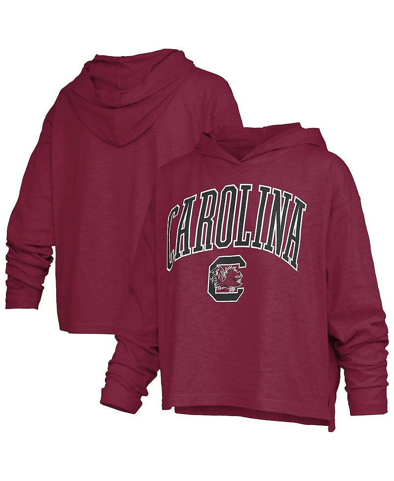 Pressbox Women's Garnet South Carolina Gamecocks Nelson Arch Over Logo Long Sleeve Hooded Slub T-Shirt