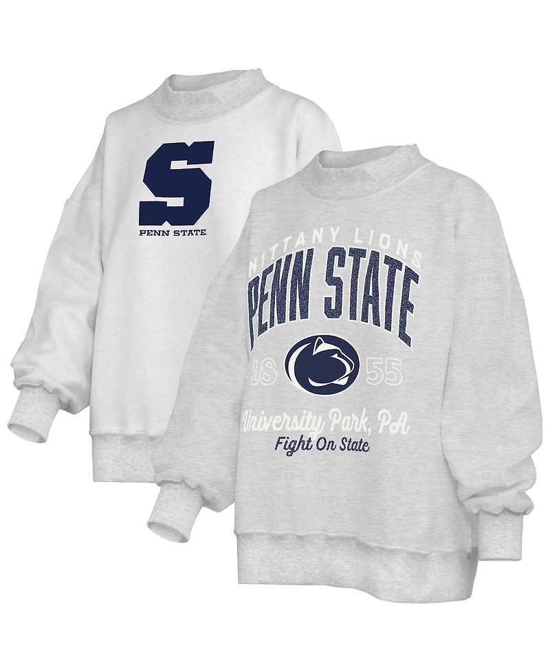 Pressbox Women's Heather Gray Penn State Nittany Lions Reversible Sweatshirt