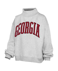 Pressbox Women's Heather Gray Georgia Bulldogs Oversized Nelson Mock Neck Sweatshirt