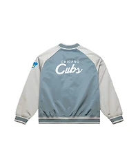 Mitchell & Ness Men's Gray Chicago Cubs Thunderstorm Head Coach Lightweight Satin Full-Snap Jacket