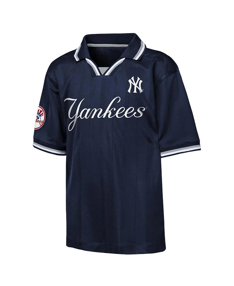 Outerstuff Big Boys and Girls Navy New York Yankees Y2 Tech Stadium Fashion Collar T-Shirt