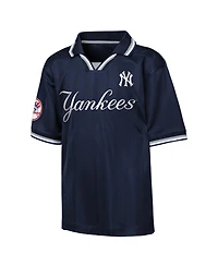 Outerstuff Big Boys and Girls Navy New York Yankees Y2 Tech Stadium Fashion Collar T-Shirt