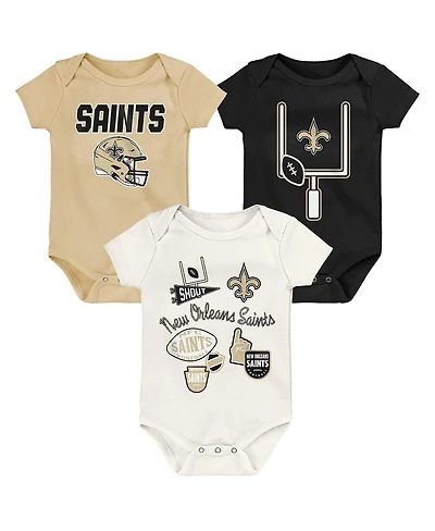 Outerstuff Baby Boys and Girls 3-Pack New Orleans Saints Littlest Player Bodysuit Set