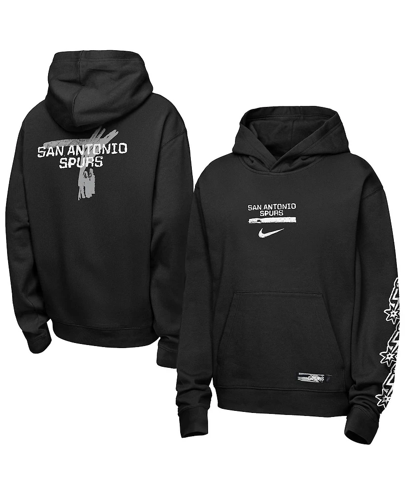Nike Big Boys and Girls Black San Antonio Spurs Courtside Club Premiere Hoodie