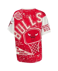 Outerstuff Big Boys and Girls Cream Chicago Bulls Top Player All-Over-Print T-Shirt