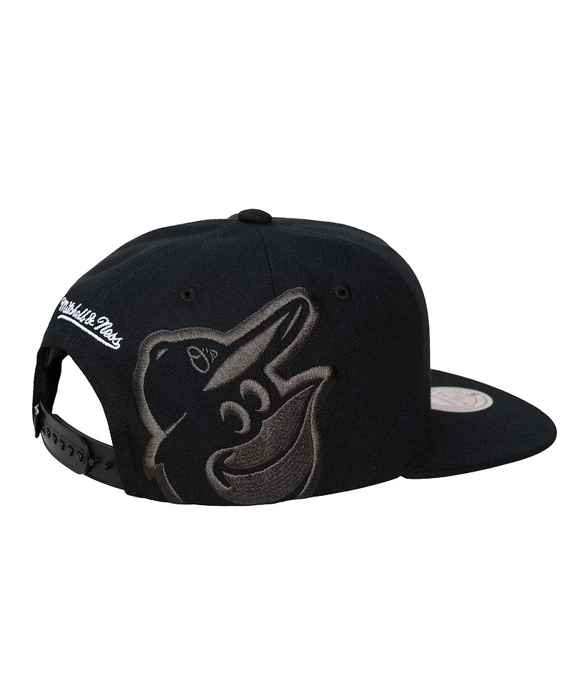 Mitchell & Ness Men's and Women's Black Baltimore Orioles Side Logo Snapback Hat