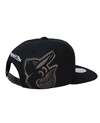 Mitchell & Ness Men's and Women's Black Baltimore Orioles Side Logo Snapback Hat