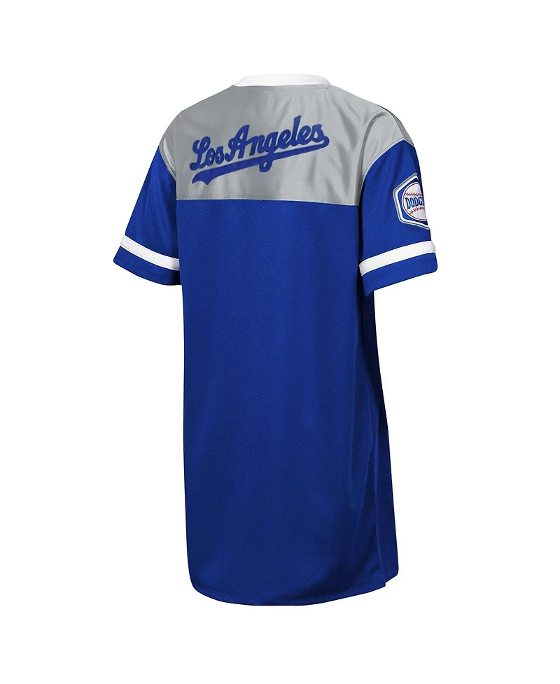 Outerstuff Big Girls Royal Los Angeles Dodgers League Cheer V-Neck T-Shirt Dress